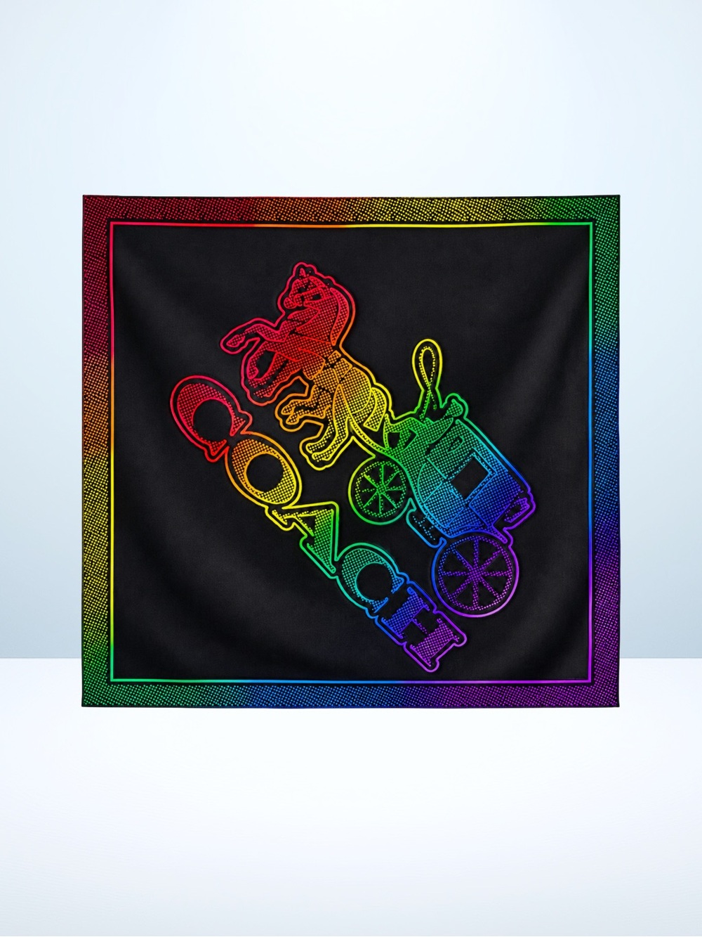 COACH Rainbow Ombré Horse and Carriage Scarf